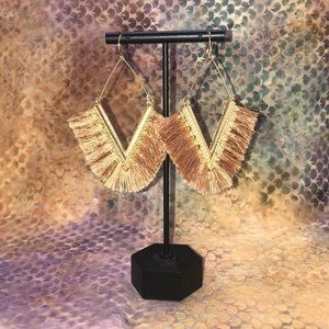 Boho V-shaped fringed earrings